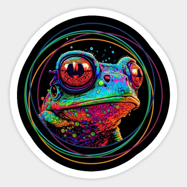 color frog Sticker by retrocolorz